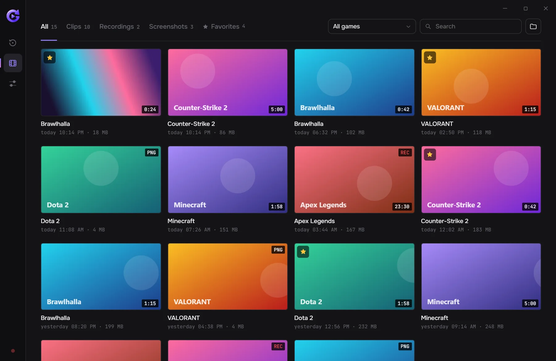 GeniusClip gallery: clips, recordings and screenshots sorted by game